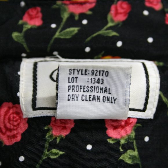 Vintage 50’s DJI Black Rayon Floral Midi Dress w/ Drawstring Belt SZ 10 EUC - Picture 8 of 8